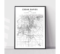 
              Cedar Rapids, Iowa Scandinavian Map Print 
            