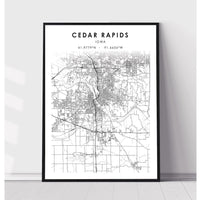 Cedar Rapids, Iowa Scandinavian Map Print 