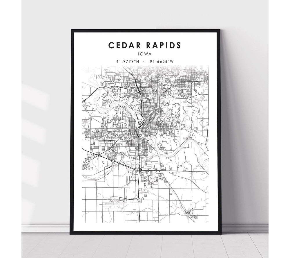 Cedar Rapids, Iowa Scandinavian Map Print 