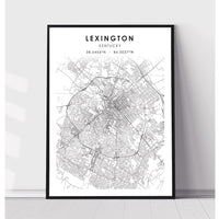 Lexington, Kentucky Scandinavian Map Print 