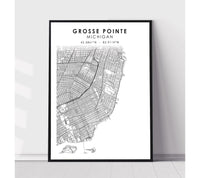 
              Grosse Pointe, Michigan Scandinavian Map Print 
            