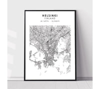 
              Helsinki, Finland Scandinavian Style Map Print 
            