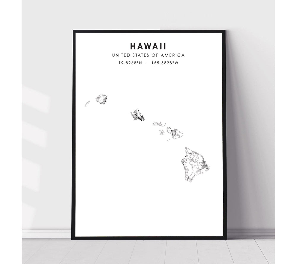 Hawaii, United States Scandinavian Style Map Print 