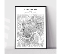 
              Cincinnati, Ohio Scandinavian Map Print 
            