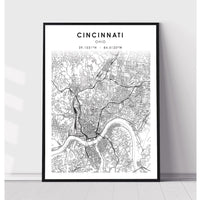 Cincinnati, Ohio Scandinavian Map Print 