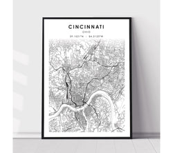 Cincinnati, Ohio Scandinavian Map Print 