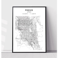 Provo, Utah Scandinavian Map Print 