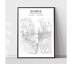 Olympia, Washington Scandinavian Map Print 