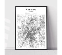 
              Nanjing, Jiangsu, China Scandinavian Style Map Print 
            