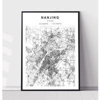 Nanjing, Jiangsu, China Scandinavian Style Map Print 