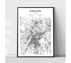 Nanjing, Jiangsu, China Scandinavian Style Map Print 