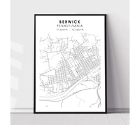 
              Berwick, Pennsylvania Scandinavian Map Print 
            