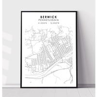 Berwick, Pennsylvania Scandinavian Map Print 