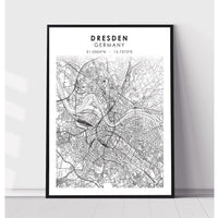 Dresden, Germany Scandinavian Style Map Print 