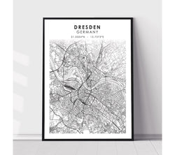 Dresden, Germany Scandinavian Style Map Print 