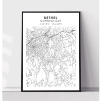 Bethel, Connecticut Scandinavian Map Print 