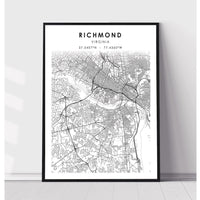 Richmond, Virginia Scandinavian Map Print 