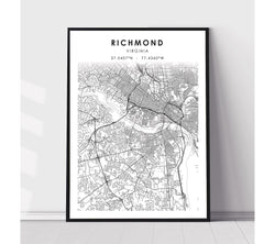 Richmond, Virginia Scandinavian Map Print 