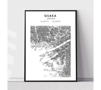 
              Osaka, Japan Scandinavian Style Map Print 
            