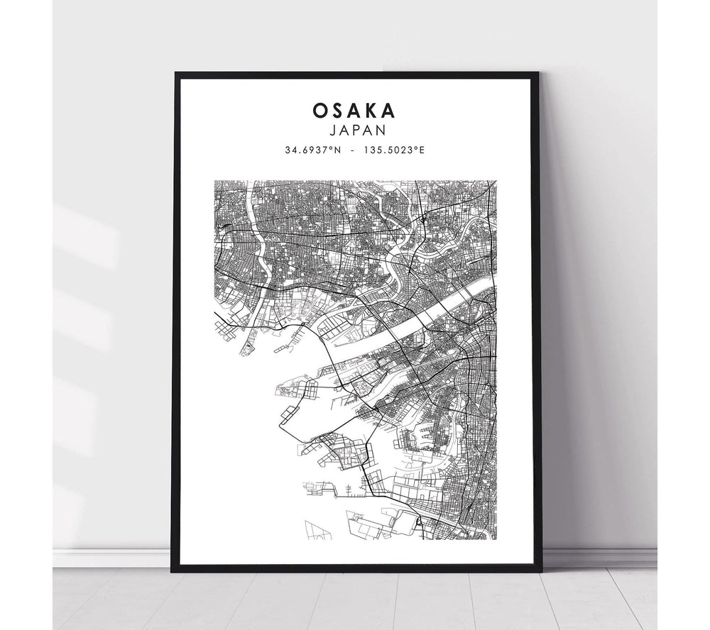 Osaka, Japan Scandinavian Style Map Print 