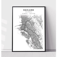 Oakland, California Scandinavian Map Print 