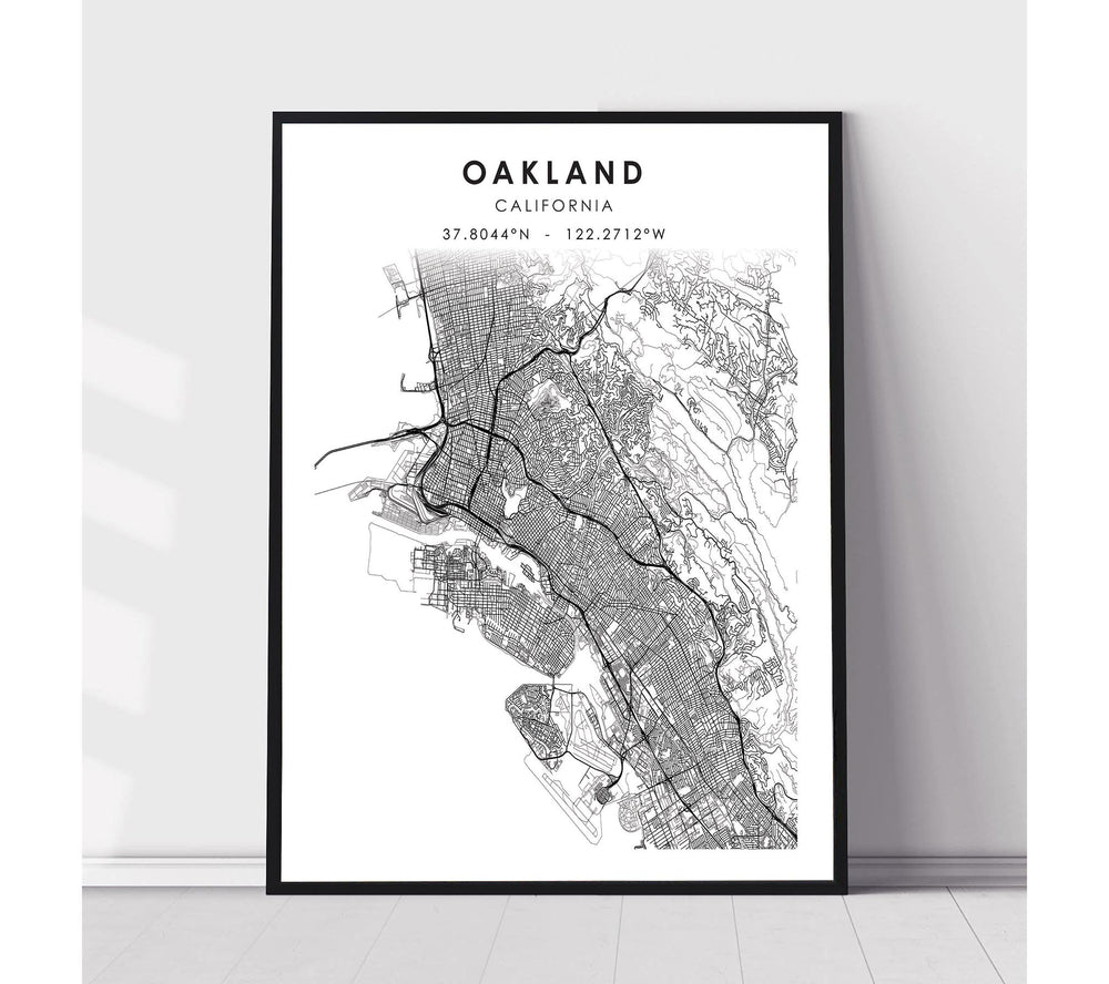 Oakland, California Scandinavian Map Print 