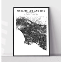 Greater Los Angeles, California Scandinavian Map Print 