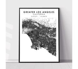 Greater Los Angeles, California Scandinavian Map Print 