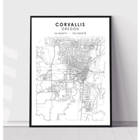 Corvallis, Oregon Scandinavian Map Print 