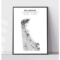 Delaware, United States Scandinavian Style Map Print 