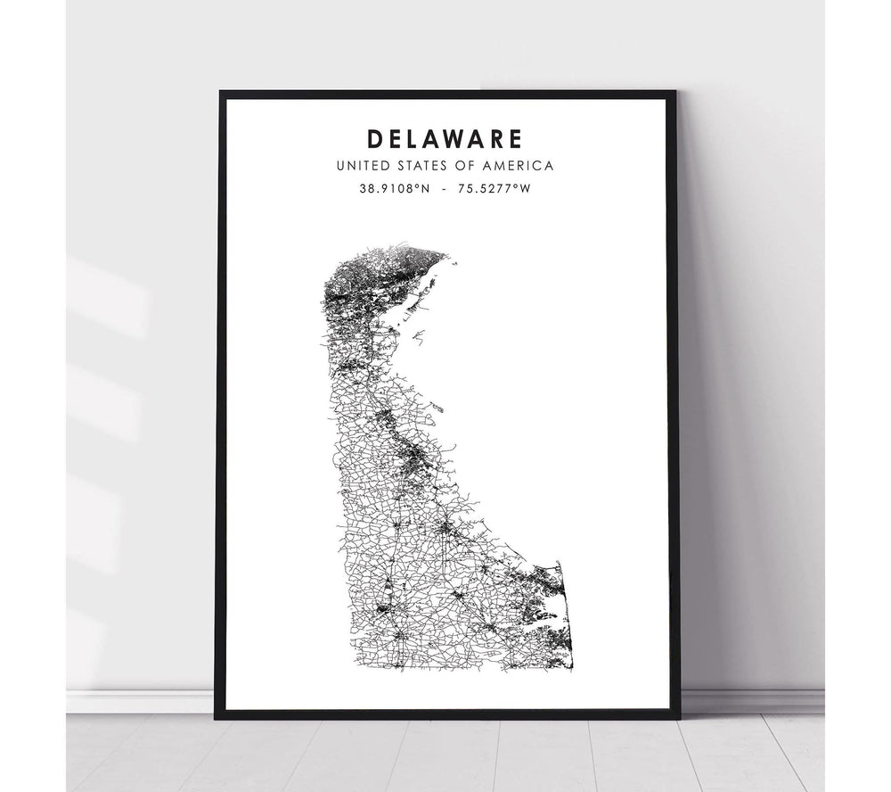 Delaware, United States Scandinavian Style Map Print 