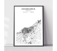 
              Casablanca, Morocco Scandinavian Style Map Print 
            