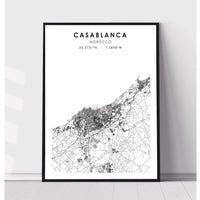 Casablanca, Morocco Scandinavian Style Map Print 