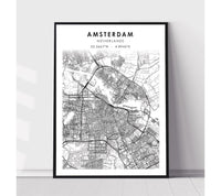 
              Amsterdam, Netherlands Scandinavian Map Print 
            