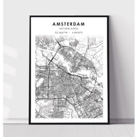 Amsterdam, Netherlands Scandinavian Map Print 