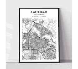 Amsterdam, Netherlands Scandinavian Map Print 