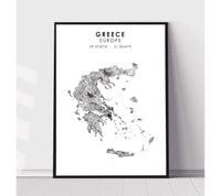 
              Greece Scandinavian Style Map Print 
            