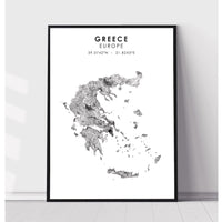 Greece Scandinavian Style Map Print 