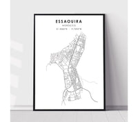 
              Essaouira, Morocco Scandinavian Style Map Print 
            