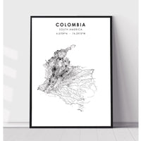 Colombia, South America Scandinavian Style Map Print 