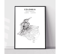 Colombia, South America Scandinavian Style Map Print 