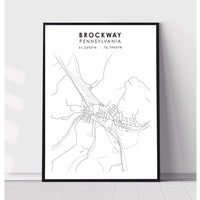 Brockway, Pennsylvania Scandinavian Map Print 