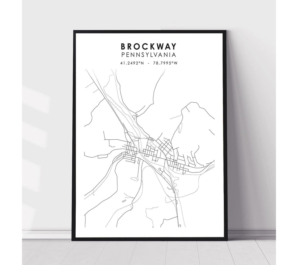 Brockway, Pennsylvania Scandinavian Map Print 