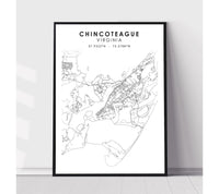 
              Chincoteague, Virginia Scandinavian Map Print 
            