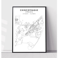 Chincoteague, Virginia Scandinavian Map Print 