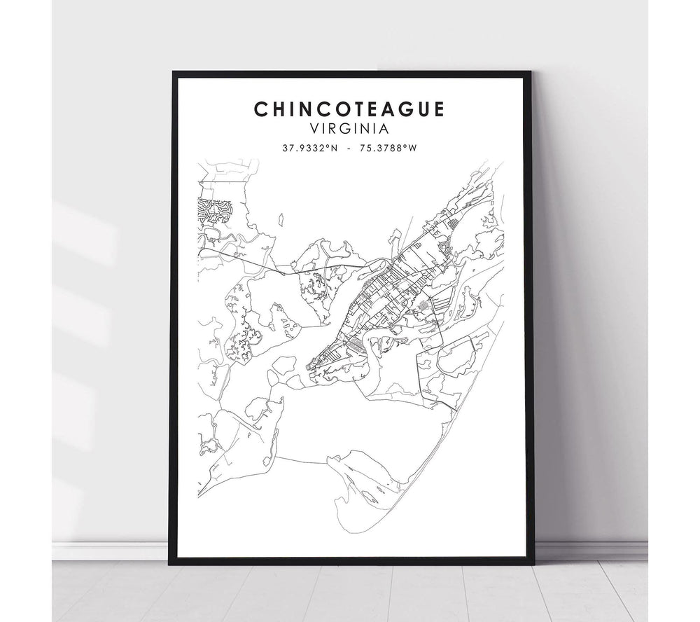 Chincoteague, Virginia Scandinavian Map Print 