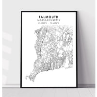 Falmouth, Massachusetts Scandinavian Map Print 