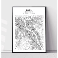 Bonn, Germany Scandinavian Style Map Print 
