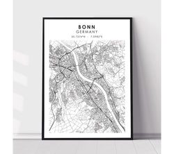 Bonn, Germany Scandinavian Style Map Print 
