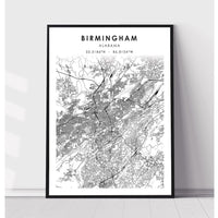 Birmingham, Alabama Scandinavian Map Print 